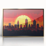 Framed acrylic print of Indianapolis skyline in muted gold and gray, ideal for modern art wall decor.