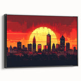 Black and white framed canvas of Indianapolis landscape in vintage poster style, ideal for bedroom decor.