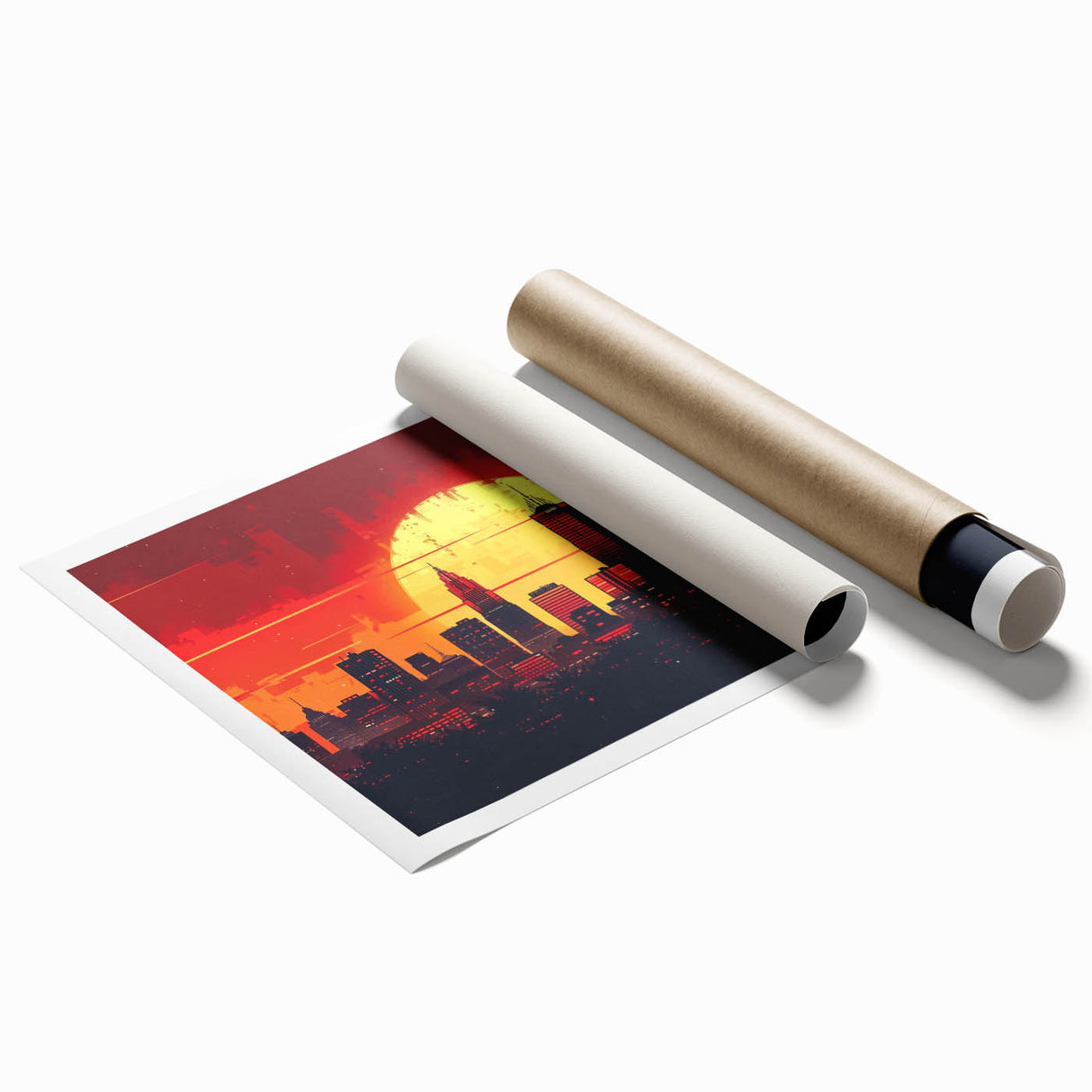 Extra large rolled print of Indianapolis skyline with muted blue and gray palette, ideal for classy bathroom wall art.