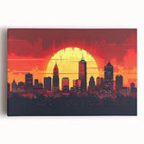 Black and white photo of Indianapolis skyline on large stretched canvas, suitable for kitchen wall art.