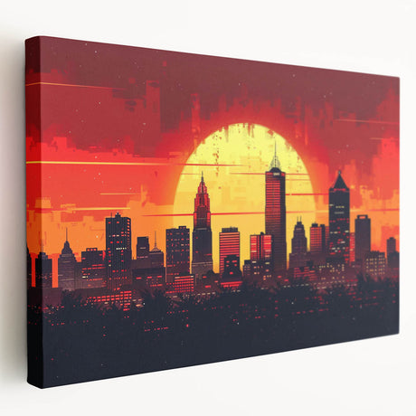 Indianapolis skyline depicted in muted blue and gray tones on a large stretched canvas, suitable for kitchen wall art.