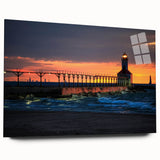 Large abstract wall art depicting an Indiana landscape in muted earth tones on acrylic glass.