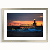 Textured abstract art print depicting a muted Indiana landscape on a framed silver mat, suitable for bedroom decor.