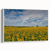 Framed canvas featuring a vintage poster art of a Kansas scenery in colorful tones, ideal for living room decor.
