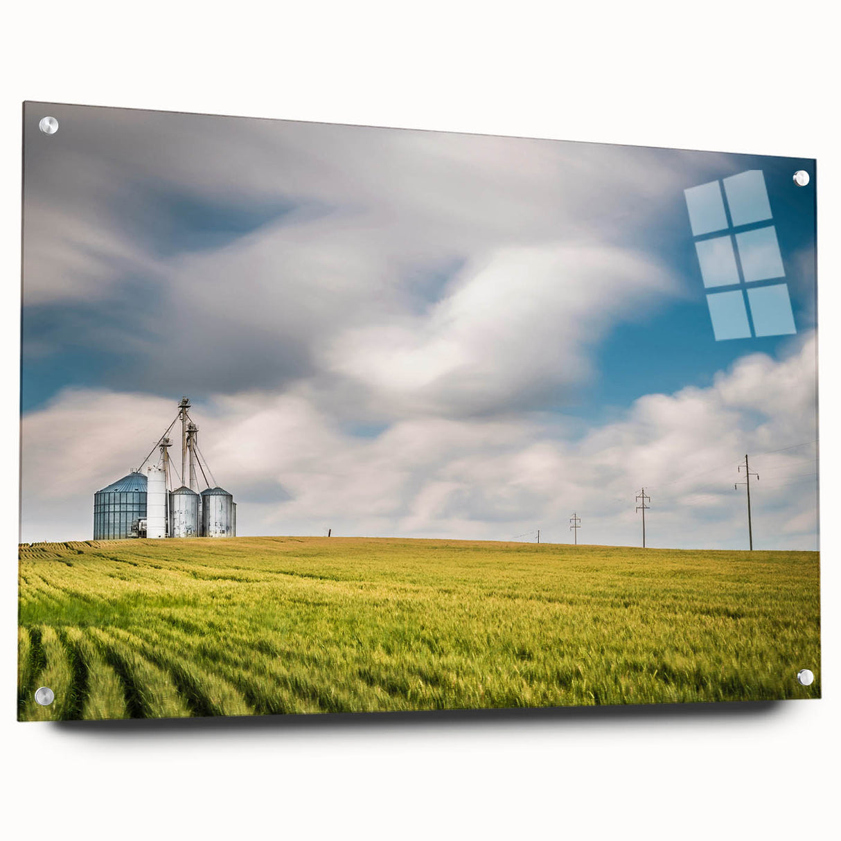 Acrylic glass print of a large abstract depiction of a Kentucky landscape in muted earth tones.