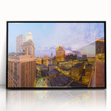 Large abstract wall art of New Orleans landscape in monochrome, framed acrylic, ideal for modern art wall decor.