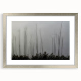 Textured abstract art print of a Louisiana landscape in muted earth tones on a framed silver mat, ideal for bedroom art.