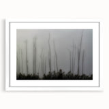 Abstract art print of Louisiana scenery in muted earth tones on a framed white mat, ideal for dining room decor.