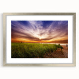 Textured abstract art print depicting a serene Maine landscape in muted earth tones, framed in silver, ideal for bedroom art.