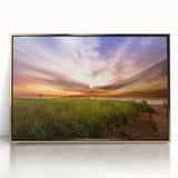 Framed acrylic print of a serene Maine landscape in muted earth tones, ideal for modern art wall decor.