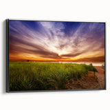 Black and white framed canvas featuring a vintage-style Maine landscape, ideal for bedroom wall decor.