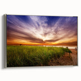 Framed canvas landscape art painting featuring a colorful Maine scenery, ideal for adding a vintage touch to any room.