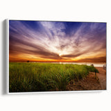 Vintage poster art of Maine scenery on a framed canvas, featuring colorful art in extra large size.