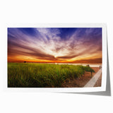 Extra large rolled print of Maine scenery featuring lush florals in muted green and blue tones.