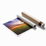 Extra large rolled print of Maine scenery with vibrant floral elements.