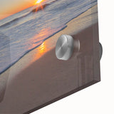 Large abstract depiction of Cape Cod in muted blue and gray tones on acrylic glass.