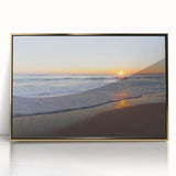 Large art print of Cape Cod Massachusetts scenery in mid-century modernist style, framed in gold acrylic.