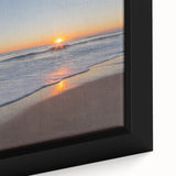 Framed canvas featuring a vintage-style landscape painting of Cape Cod, Massachusetts in muted earth tones.