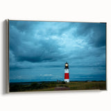 Framed canvas of a vintage-style Nantucket landscape in colorful tones, ideal for enhancing a living room's decor.