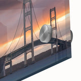 Large abstract wall art of Michigan's Upper Peninsula in muted earth tones on acrylic glass, ideal for dining room decor.