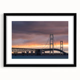 Extra large framed wall art depicting an abstract interpretation of Michigan's Upper Peninsula in vibrant, textured colors.