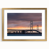 Extra large abstract art print of Michigan's Upper Peninsula in textured style with gold frame, ideal for living room decor.