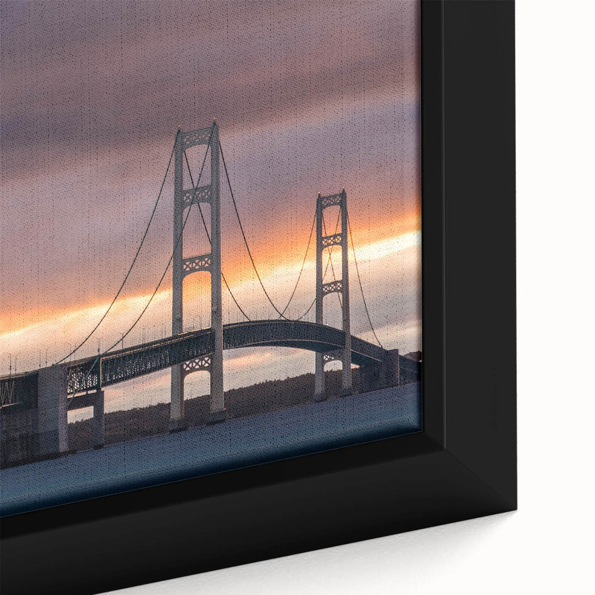 Extra large framed canvas featuring a textured depiction of Michigan's Upper Peninsula in black with colorful art accents.