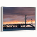 Framed canvas vintage poster art of Michigan's Upper Peninsula in muted earth tones, ideal for living room decor.