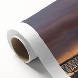 Art Deco poster featuring a serene Michigan Upper Peninsula landscape on rolled canvas, with soft blues and greens.