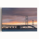 Black and white stretched canvas depicting a serene Michigan Upper Peninsula landscape, ideal for kitchen wall art.