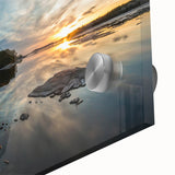 Large abstract wall art featuring a Minnesota landscape in muted earth tones on acrylic glass.