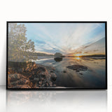 Large abstract wall art depicting a Minnesota landscape in muted earth tones on a framed acrylic.