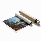 Extra large rolled print of a serene Minnesota lake scene with soft pastel shades, ideal for classy bathroom wall art.