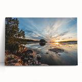 Black and white photo of Minnesota scenery on large stretched canvas, ideal for kitchen wall art or bedroom decor.