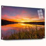 Acrylic glass print of a large abstract depiction of the Mississippi scenery in blue and green tones.