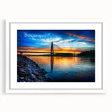 Abstract art print of Kansas City skyline in muted gray and blue tones on a white framed poster.