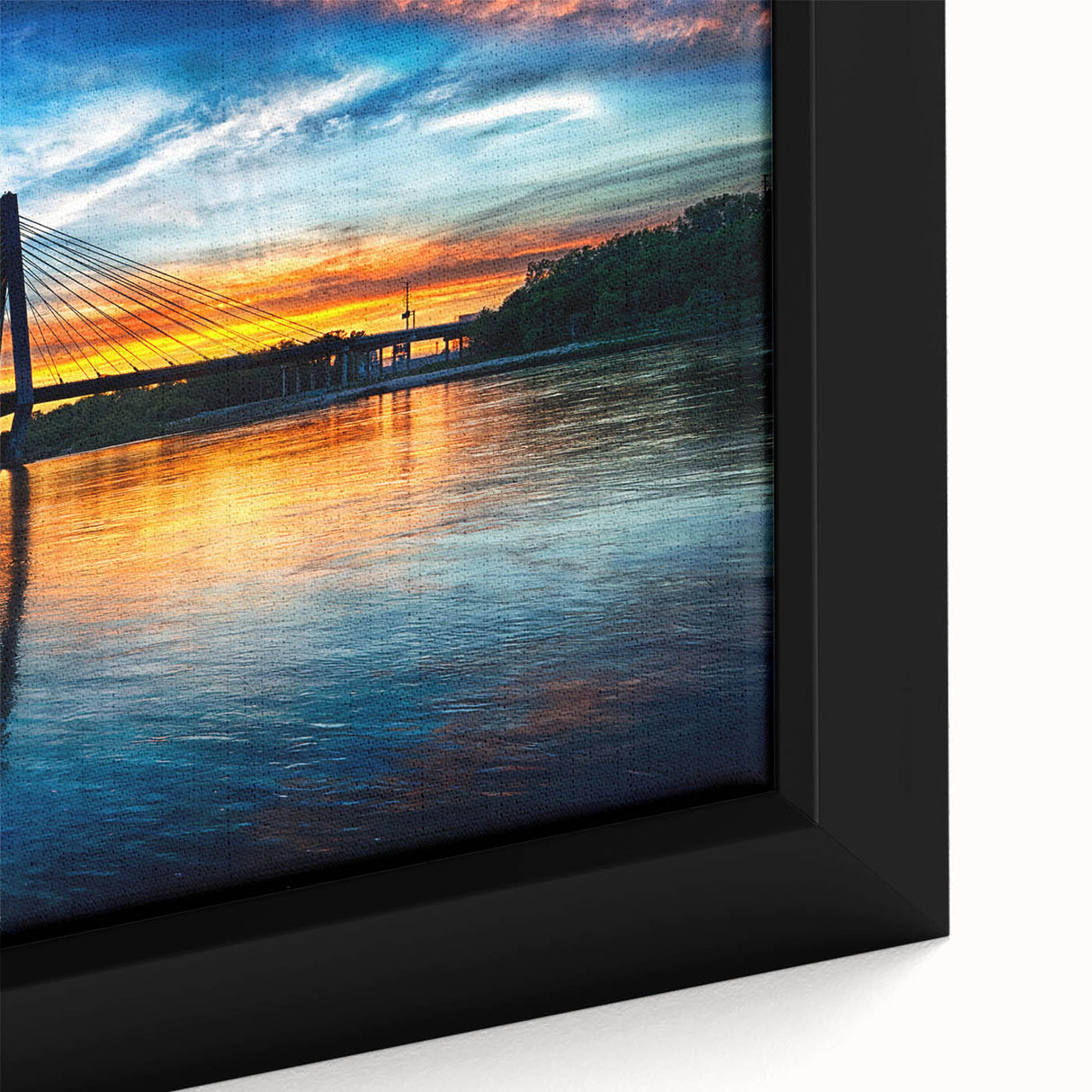 Extra large black wall art of Kansas City skyline on textured canvas, featuring vibrant city lights.