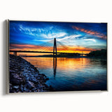 Framed canvas of Kansas City landscape with colorful art in a vintage poster style, suitable for living room décor.