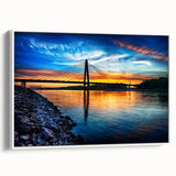 Vintage poster art of Kansas City skyline in vibrant colors on a framed canvas, suitable for large living room walls.