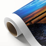 Art deco style poster of Kansas City skyline in muted blue and gray tones on rolled canvas, suitable for nursery wall art.