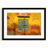 Abstract art print of St. Louis skyline in vibrant, colorful hues on a large framed canvas, ideal for living room decor.