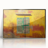 Mid-century modernist art of St. Louis skyline in muted gray tones on framed acrylic, ideal for modern art wall decor.