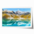 Rolled print of Glacier National Park with soft blue and green tones, ideal for art wall dining room decor.