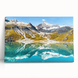 Black and white photo of Glacier National Park on stretched canvas, ideal for kitchen wall art.