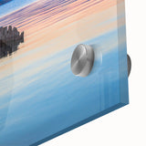 Large abstract wall art depicting Montana scenery in mid-century modernist style on acrylic glass.