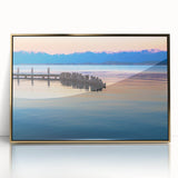 Large art print of a Montana landscape in muted earth tones on framed acrylic, ideal for modern nursery wall decor.