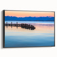 Black and white framed canvas depicting a serene Montana landscape, ideal for bedroom wall decor.
