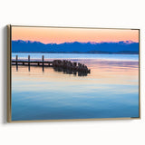 Framed canvas featuring a vintage-style landscape painting of Montana with muted gold and black tones.