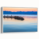 Vintage poster art of Montana scenery on framed canvas, featuring a colorful palette, ideal for living room decor.