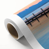 Art deco style poster of Montana scenery featuring soft pastel colors on rolled canvas, ideal for nursery wall art.